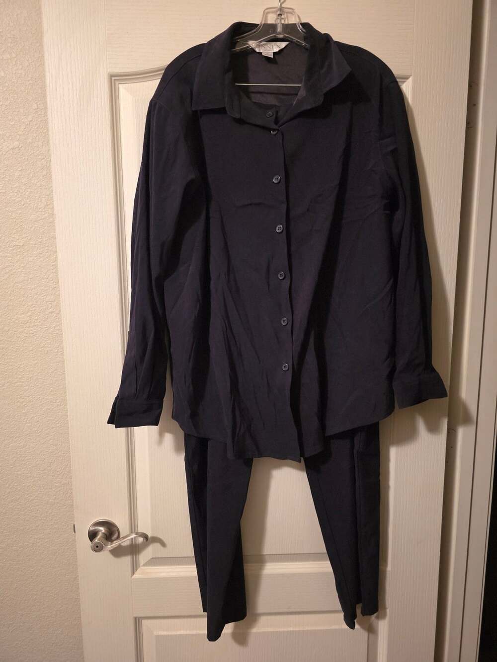 Casual Corner Annex Woman 2-Piece Set Long Sleeve Button Down Shirt Pants 1X